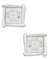 Diamond Accent Square Stud Earrings 10k White, Yellow or Rose Gold