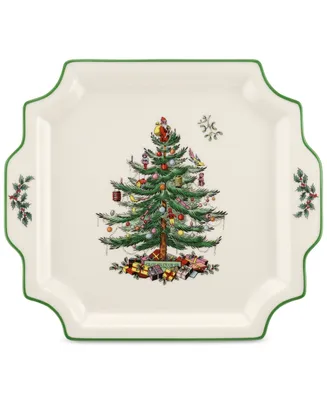 Spode Christmas Tree Square Handled Platter