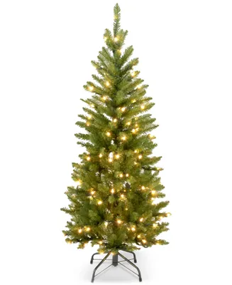 National Tree Company 4.5' Kingswood Fir Hinged Pencil Christmas Tree with 150 Clear Lights