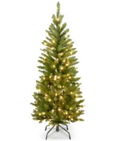 National Tree Company 4.5 Kingswood Fir Hinged Pencil Christmas Tree With 150 Clear Lights