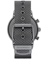 Emporio Armani Men's Chronograph Gunmetal Stainless Steel Mesh Bracelet Watch 46mm AR1979