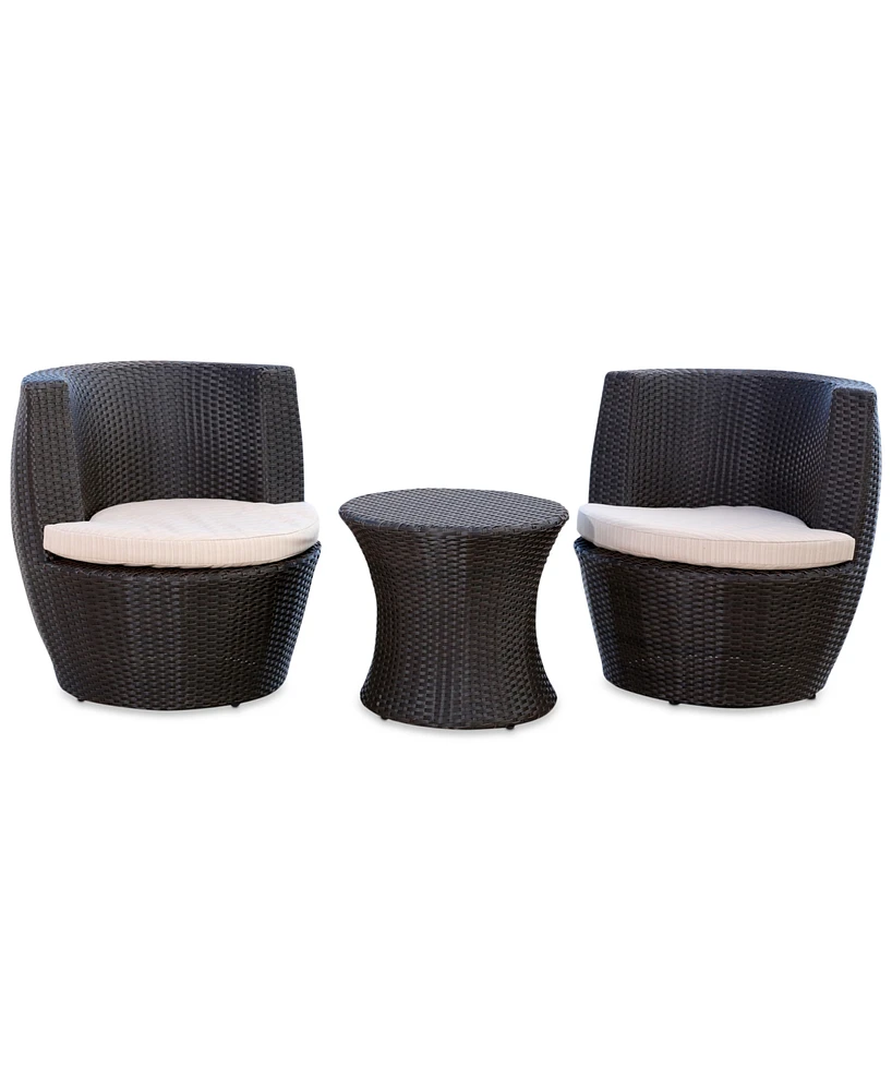 Isabelle Outdoor Wicker 3-Pc. Bistro Chair Set