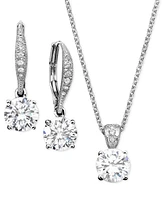 Eliot Danori Cubic Zirconia Solitaire Pendant Necklace and Matching Drop Earrings Set, Created for Macy's