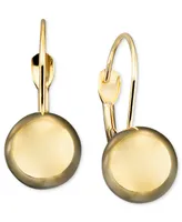 10k Gold Earrings, Ball Leverback