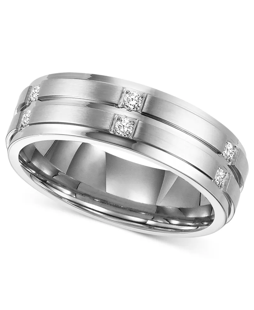 Triton Men's Diamond Wedding Band Ring Stainless Steel (1/6 ct. t.w.)