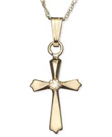 Children's 14k Gold Pendant, Diamond Accent Cross