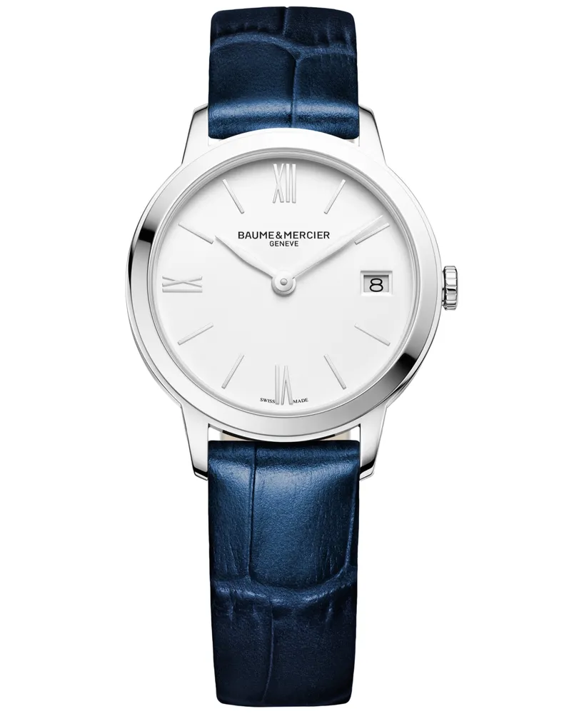 Baume & Mercier Women's Swiss Classima Blue Leather Strap Watch 31mm M0A10353