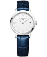 Baume & Mercier Women's Swiss Classima Blue Leather Strap Watch 31mm M0A10353