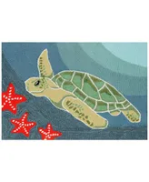 Liora Manne Front Porch Indoor/Outdoor Sea Turtle Ocean 2' x 3' Area Rug