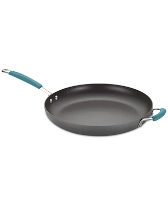 Rachael Ray Cucina Hard-Anodized 14" Skillet with Helper Handle, Agave Blue