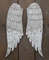3R Studio Wood Small Angel Wings with Distressed Finish, Gray