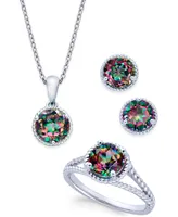 Mystic Quartz Rope-Style Pendant Necklace, Stud Earrings and Ring Set (4 ct. t.w.) in Sterling Silver