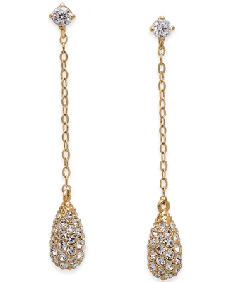 Eliot Danori Gold-Tone Pave Drop Earrings, Created for Macy's