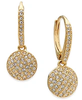 Eliot Danori Rose Gold-Tone Pave Disc Drop Earrings, Created for Macy's