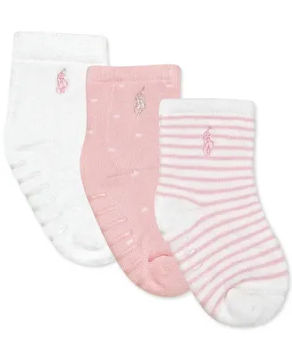 Ralph Lauren Baby Girls Logo Cushioned Crew Socks, Pack of 3