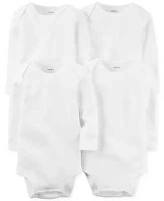 Carter's Baby Boys or Girls Solid Long Sleeved Bodysuits, Pack of 4