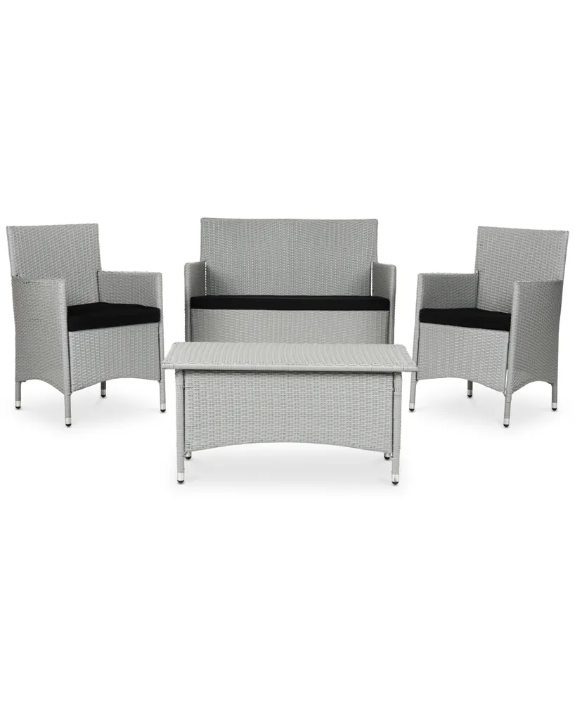 Chrystie Outdoor 4-Pc. Seating Set (1 Loveseat, 2 Chairs & 1 Coffee Table)