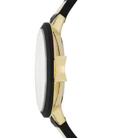 kate spade new york Women's Park Row Black & Ivory Striped Silicone Strap Watch 34mm KSW1313