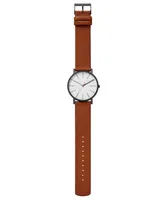 Skagen Men's Signatur Brown Leather Strap Watch 40mm SKW6374