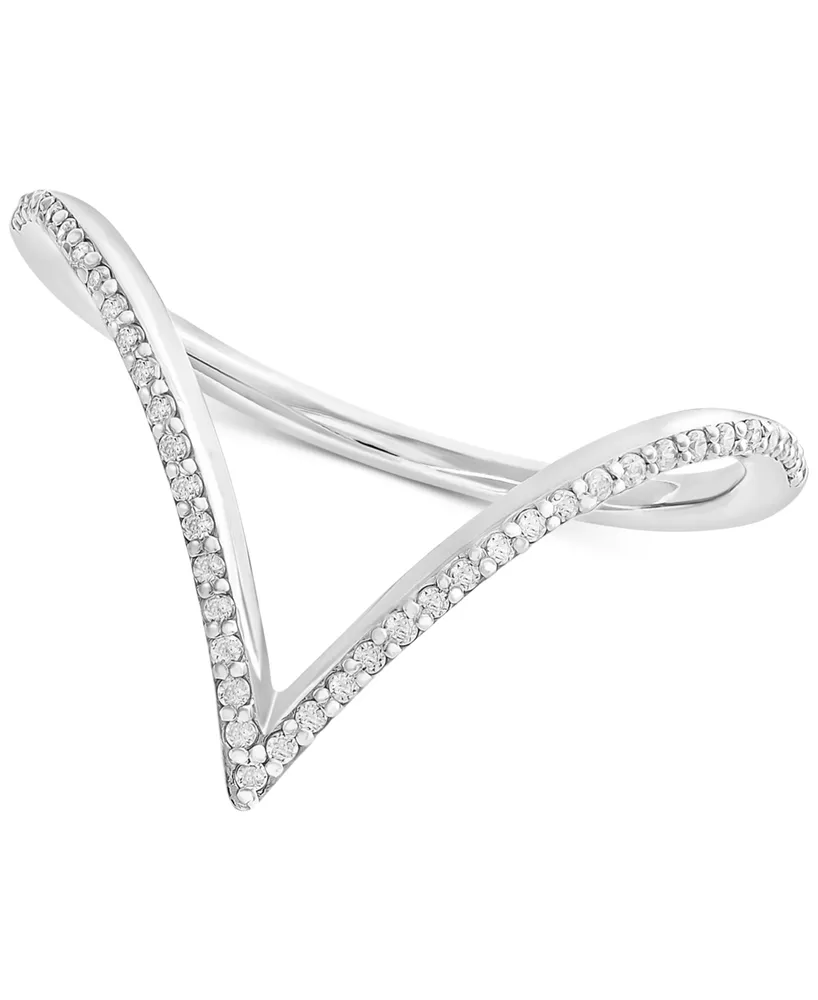 Wrapped Diamond V-Shaped Ring in 10k White Gold (1/6 ct. t.w.), Created for Macy's