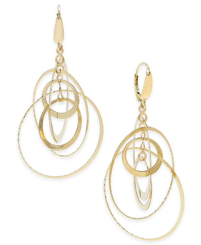 Italian Gold Multi-Circle Orbital Drop Earrings in 14k Gold