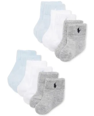 Ralph Lauren Baby Boys Quarter Length Low Cut Socks, Pack of 6