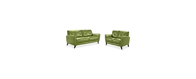 Myia 82" Tufted Back Leather Sofa and 62" Loveseat Set, Created for Macy's
