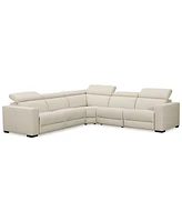 Nevio 5-Pc. Leather "L" Shaped Sectional with 2 Power Recliners Articulating Headrests, Created for Macy's