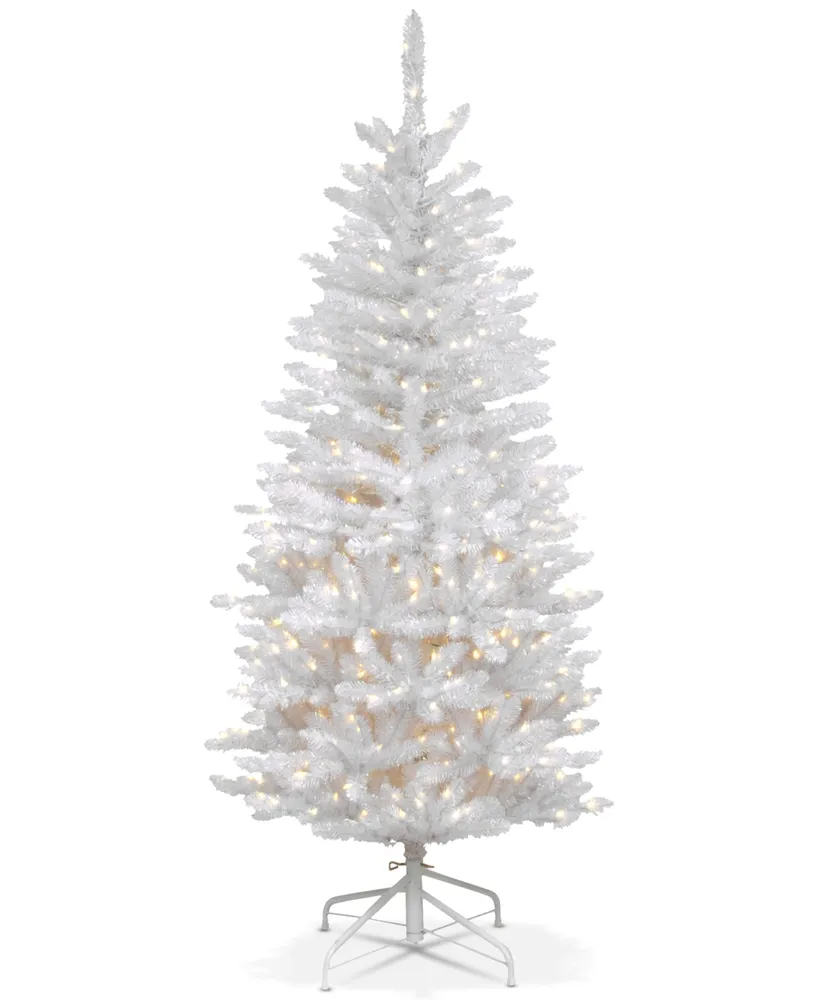 National Tree Company 4.5' Kingswood White Fir Hinged Pencil Tree With 150 Clear Lights