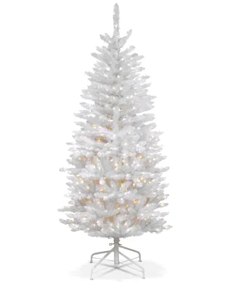 National Tree Company 4.5' Kingswood White Fir Hinged Pencil Tree With 150 Clear Lights