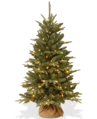 National Tree Company 4' Feel Real Burlap Tree With 150 Clear Lights