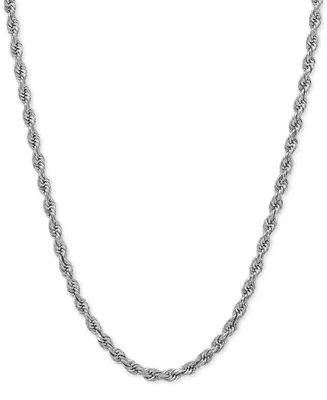 14k White Gold Diamond-Cut Rope Chain 18" Necklace (2-1/2mm)