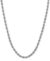14k White Gold Diamond-Cut Rope Chain 18" Necklace (2-1/2mm)