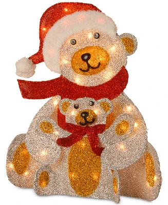 National Tree Company 24" Tinsel Bear & Cub Decoration With 35 Clear Lights