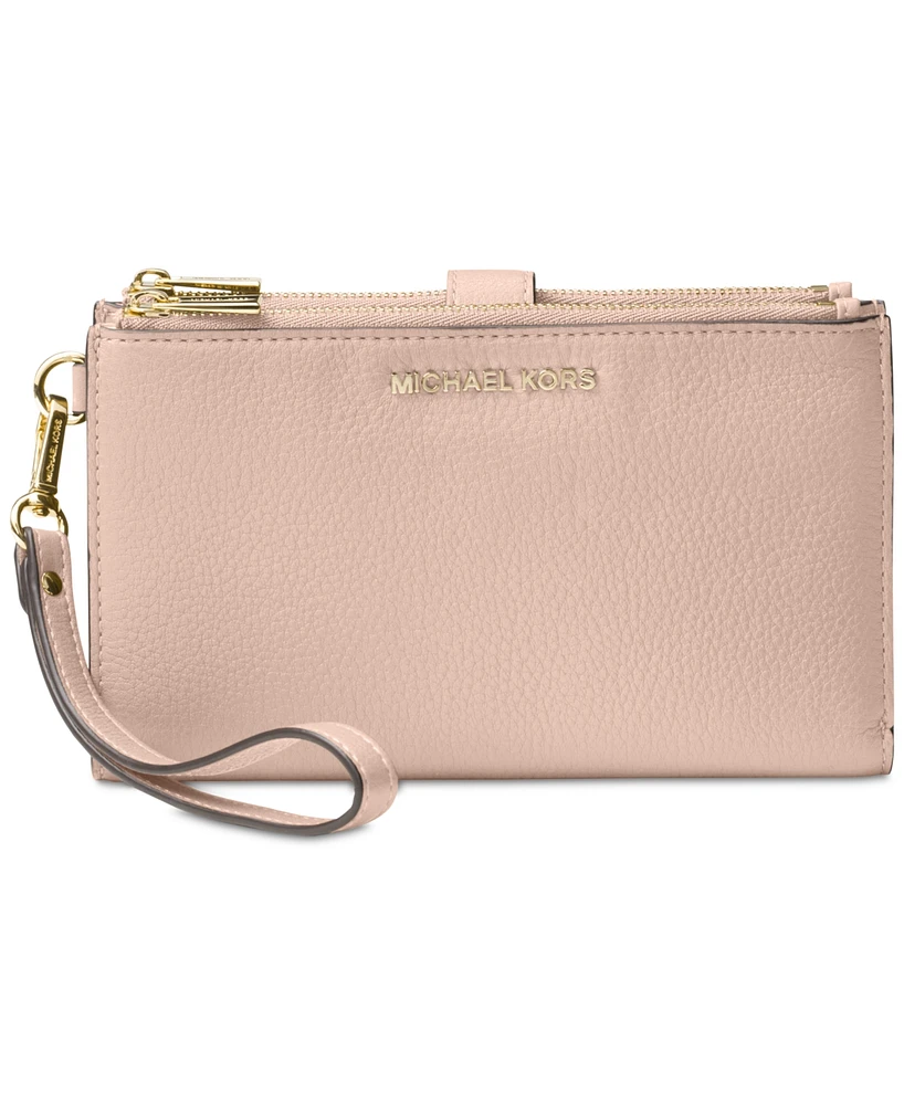 Michael Kors Adele Double-Zip Pebble Leather Phone Wristlet