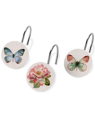 Avanti Butterfly Garden Ceramic 12-Pc. Shower Curtain Hooks