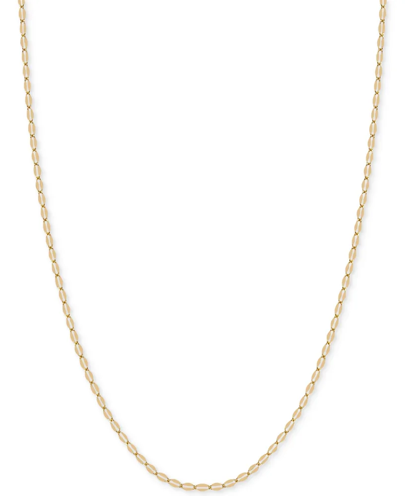 16" Flattened Link Chain Necklace (1-9/10mm) in 14k Gold