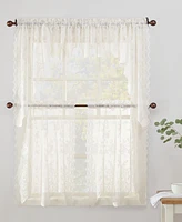 No.918 Alison Floral Lace 58" x 38" Rod-Pocket Kitchen Curtain Swag Pair