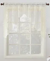 No.918 Alison Floral Lace 58" x 38" Rod-Pocket Kitchen Curtain Swag Pair