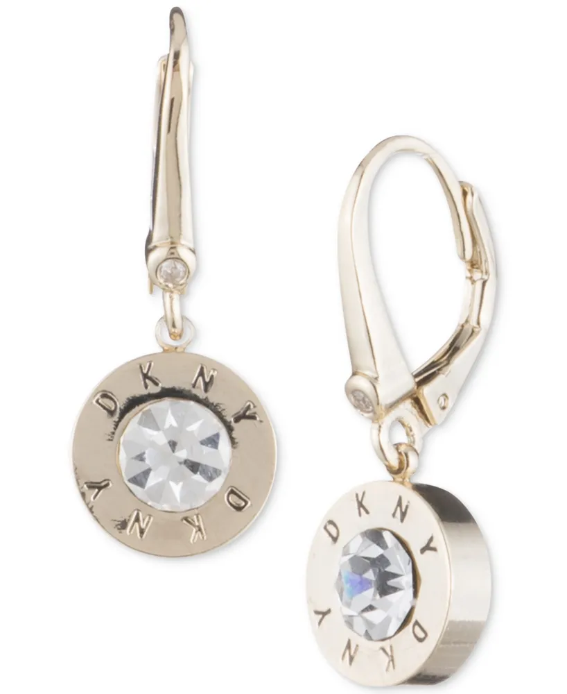 Dkny Crystal Logo Drop Earrings