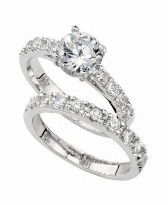 Charter Club Cubic Zirconia (3 ct. t.w.) Engagement Ring Set Fine Silver Plate