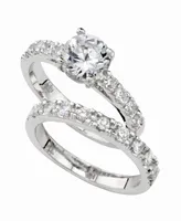 Charter Club Cubic Zirconia (3 ct. t.w.) Engagement Ring Set Fine Silver Plate