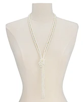 Charter Club Imitation Pearl Knotted Lariat Necklace, 28" + 2" extender, Created for Macy's