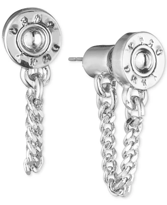 Dkny Logo Rivet Chain Front & Back Earrings