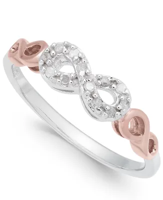 Diamond Infinity Ring (1/10 ct. t.w.) Sterling Silver and Rose Gold-Plate