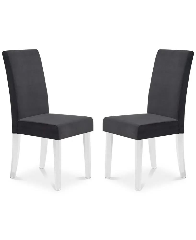 Dalia Modern and Contemporary Dining Chair Black Velvet with Acrylic Legs - Set of 2