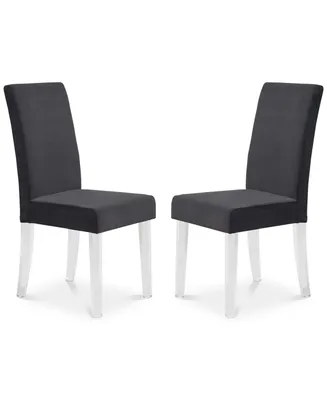 Dalia Modern and Contemporary Dining Chair Black Velvet with Acrylic Legs - Set of 2