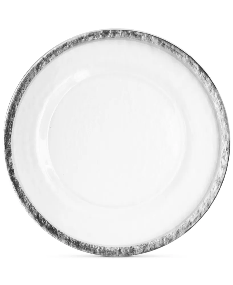 Jay Import American Atelier Hammered Ice Glass Charger Plate With Silver-Tone Band