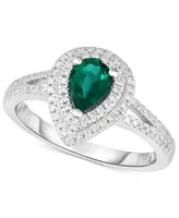 Emerald (5/8 ct. t.w.) & Diamond (1/3 ct. t.w.) Ring in 14k White Gold