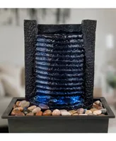 Pure Garden Waterfall Tabletop Fountain with Led Lights